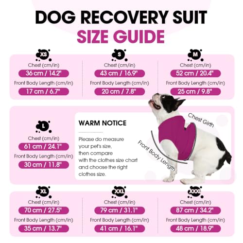 Image of BRKURLEG Dog Chest Recovery Suit After Surgery, Purple L | Dog Chest & shoulder Wound Cover, Breathable & Soft Anti-Licking Wound Vest, Not for Spay /Neuter Surgeries, Cone Alternative