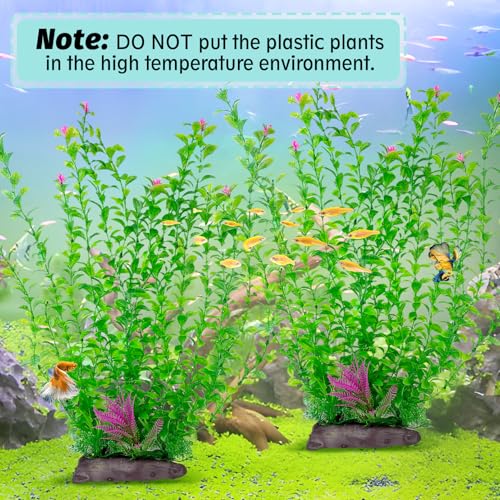 Image of Hamiledyi Aquarium Plastic Plants Aquarium Decor Artificial Fish Tank Plants,Tall Fish Tank Decorations, Extra Large Aquarium Plant 20.4-inch Tall,2PCS