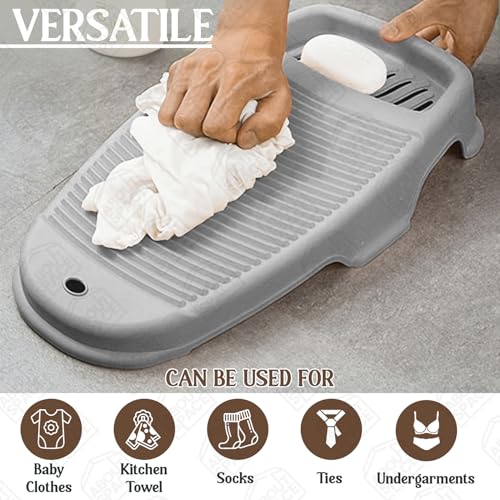 Image of ABOUT SPACE Cloth Washing Board - Non-Slip Handwash Board for Clothes - Cloth Washboard for Infant /Kid Clothes Shirts Hand Towels Undergarment Wash for Home - (Grey - L 43 x B 21 x H 7 cm)