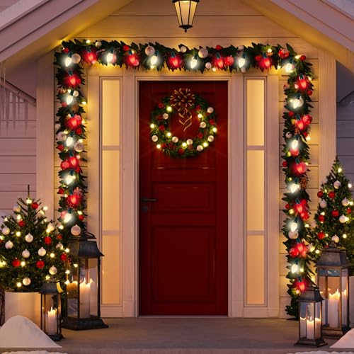Image of C7 LED Red and White Christmas Lights, 25Ft Outdoor Christmas Decorations Light with 27 Shatterproof LED Bulbs, Hanging Vintage Christmas Lights for Christmas Tree Roofline Holiday Party Backyard