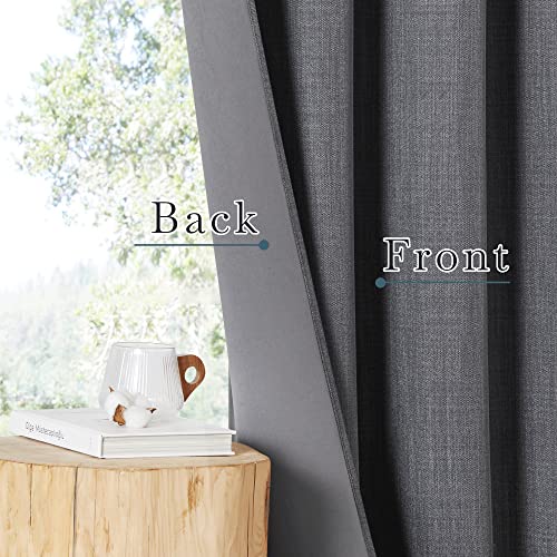 PONY DANCE Blackout Curtains for Living Room Boho Saving Energy Linen Curtains with Bronze Eyelet - Image 2