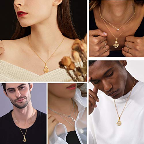 Allah Necklace Women Muslim Islamic Jewelry Gift Girls Chain Silver Stainless Steel Crescent Moon Allah Small Pendant #TOP5