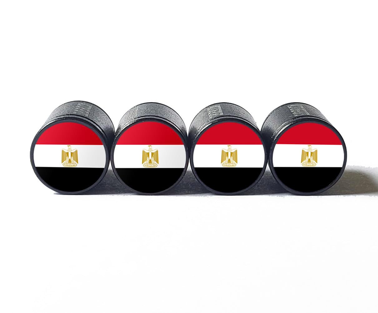 Egypt Egyptian Flag Tire Valve Stem Caps - Set of Four - Fits on All Vehicles