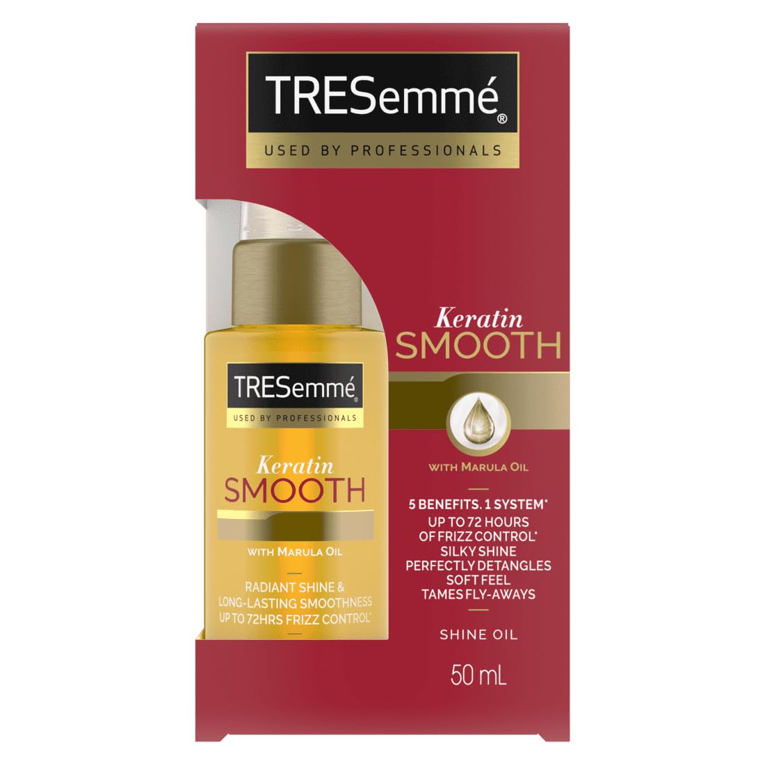 Tresemmé Keratin Smooth Hair Oil, 5 Smoothing Benefits In 1 System, With Marula Oil For Soft And Smooth Hair, 50ml Package design may vary