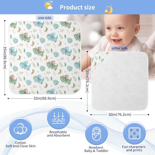 Image of Burbuja Cute Dragon Baby Bath Towel - Soft Absorbent Muslin Cotton Hooded Towel for Newborn Infant Toddler, 30x30 in