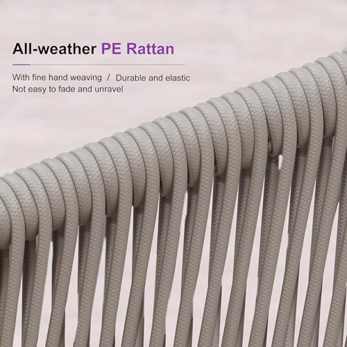Image of PURPLE LEAF 11 Pieces Outdoor Dining Set Patio Extended Upgrade Table and Chairs Set Aluminum Wicker Rattan Patio Furniture Set for Lawn Garden Backyard Champagne