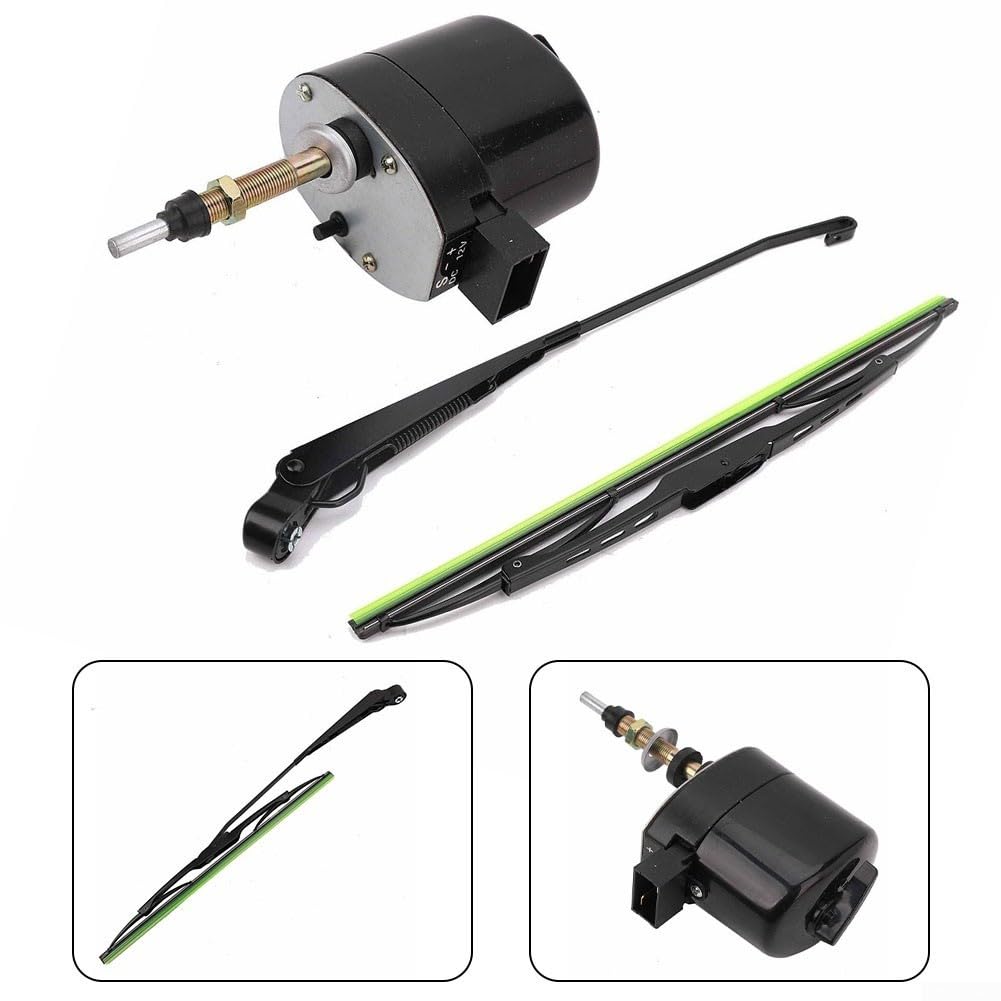 1 lot de moteur d'essuie-glace DC 12 V 400 mm Lame d'essuie-glace 105° pour tracteur, bateau, camping-car (moteur + essuie-glace)