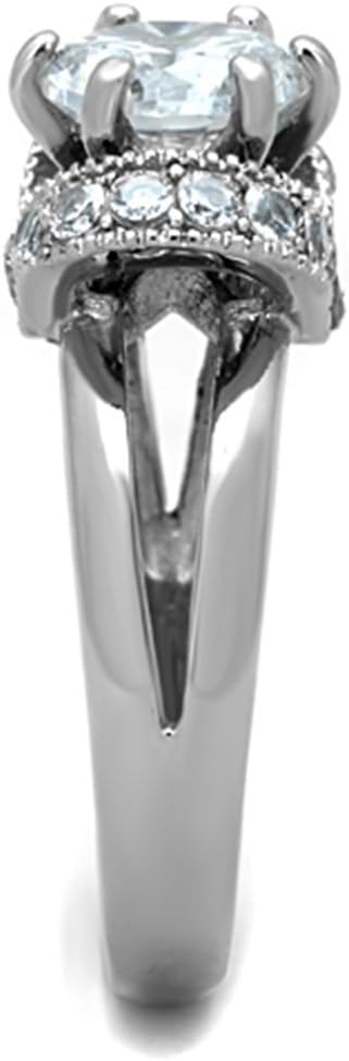 Marimor Jewelry 2.5 Carat Round Cut AAA Zirconia Stainless Steel Engagement Ring Women's Size 5-10