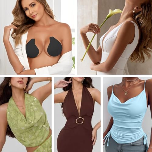 Image of Bontierie Nipple Covers Sticky Push up Bra Added Lift Seamless Ultra-Thin Pasties Women Adhesive Bras