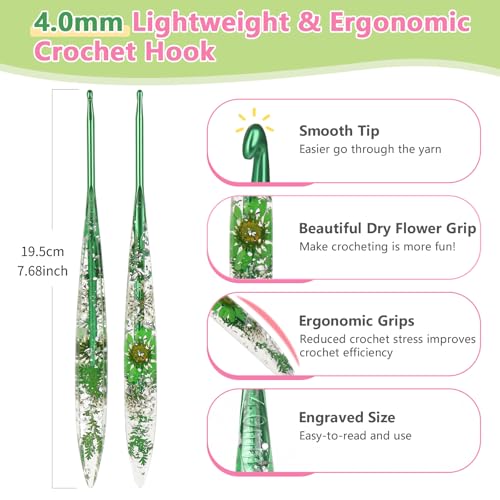Image of Katech 4.0mm Crochet Hook for Arthritic Hands, Long Aluminum Inline Hooks