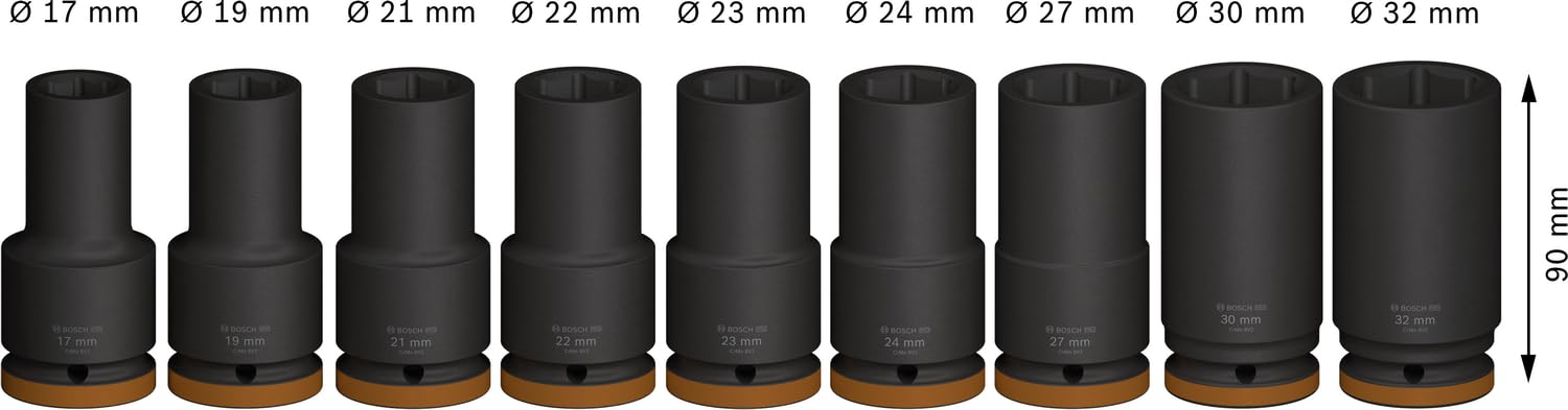 Bosch 9x Coffret de douilles PRO Impact (96 x 56 mm, Professional Accessoire Perceuses et visseuses)