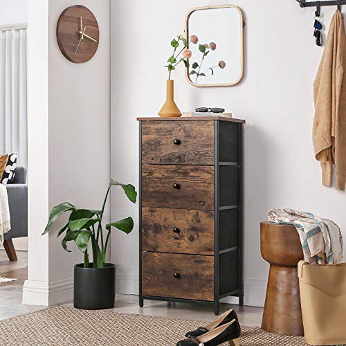 SONGMICS-Dresser-for-Bedroom-Fabric-Dresser-with-4-Drawers-Wooden-Top-and-Front-Metal-Frame-Small-Chest-of-Drawers-Rustic-Brown-and-Black-ULGS04H-177-x-118-x-352-Inches 512Oyun2HCL