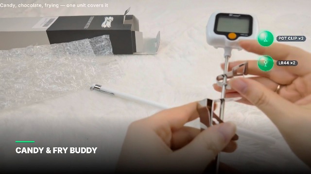 Image of Digital Candy Thermometer with 180 Rotating LED Screen, 304 Stainless Steel Probe, Heat Shield, 2 Pot Clips, Accurate Sugar & Deep Fry Thermometer - White
