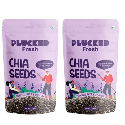 Image of Plucked Fresh Chia Seeds 250g X 2 | Raw Seeds for Eating | High Fiber, Protein & Omega-3 Rich Superfood | Healthy Vegan Seeds for Weight Management, Heart Health & Daily Nutrition (500g)