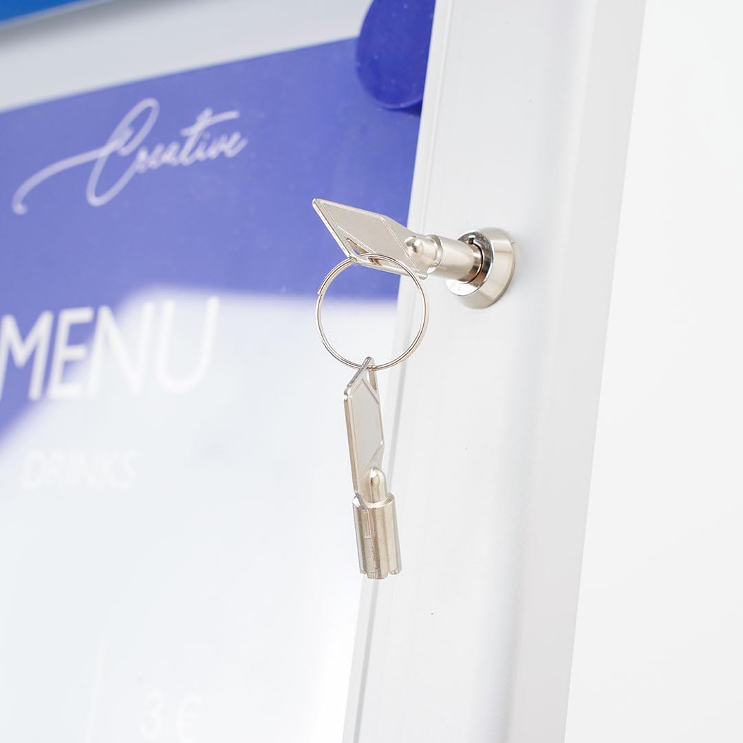 Danieli Store - Expositores de Pie 4xA4 para Exterior. Soporte Para Menu de Aluminio con Llave. Atril para Tiendas y Restaurantes. Porta Menu Exterior con y sin Luz LED Con Panel Personalizable