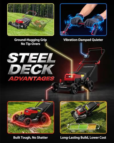 Image of PowerSmart 40V 17 inch Cordless Lawn Mower with Steel Deck, Brushless Motor, Mulch /Bag /Side Discharge, 4.0Ah Battery and Charger , up to 1 /8 Acre