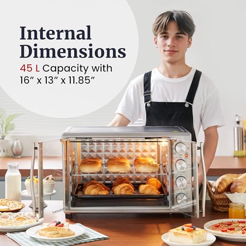 Elite Gourmet ETO4524 45L Countertop Convection Toaster Oven, French Doors の商品画像 2