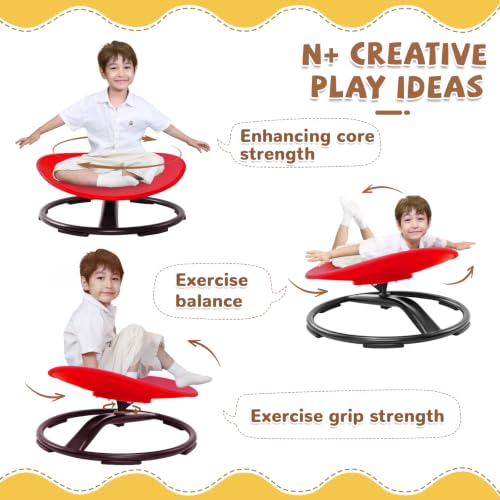 Image of Zhenx Spinning Chair for Autistic Kids (Ages 3-18) - 220lbs Capacity Sensory Swivel Seat - Sensory Toy for Teens with ADHD /Autism - Sit & Spin Calming Gift to Improve Focus & Body Balance (Red)