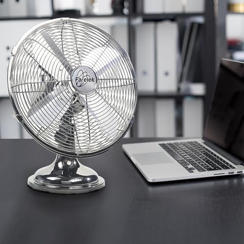 Ventilateur métal chromé Farelek Utah de table 35W au design durable