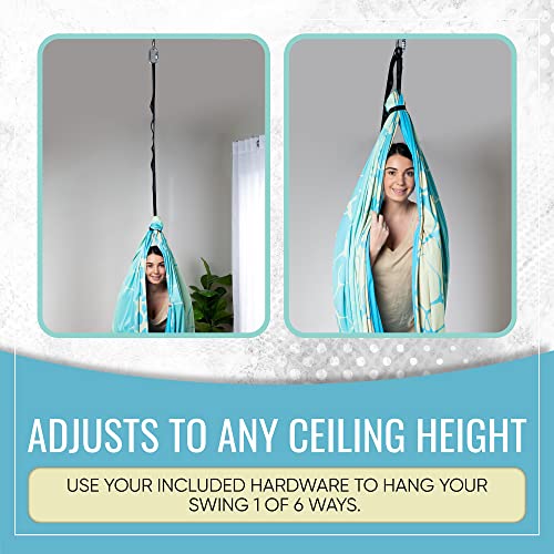 Image of Indoor Sensory Swing for Kids or Outdoor - Holds 300lbs, Double-Layer, & 360 Swivel, Calming Compression Therapy Swing Hammock for Kids & Adults with All Hardware - Sensory-Motor Toys & Gifts