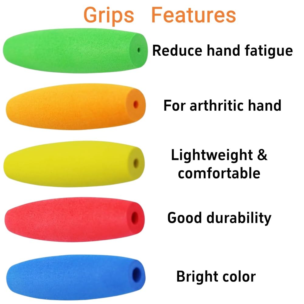Cdrompy 5Pcs Crochet Hook Grips,Ergonomic Crochet Hook Grip for Arthritic Hand,Crochet Grips for Hooks,Fits 2mm-10mm Hooks(Without Crochet Hooks)