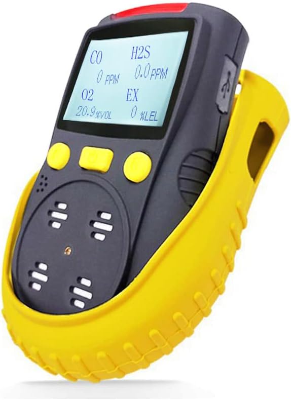 ATO Handheld Multi Gas Detector, CO, H2S, O2, LEL, 4 Gas Monitor, with Sound, Light and Vibration Alarms (Without Data Logging)