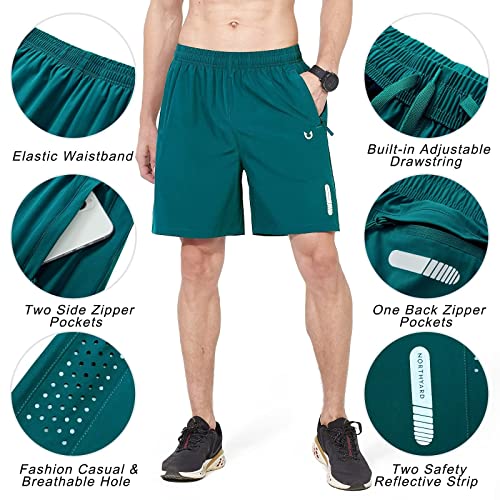 NORTHYARD Men's Athletic Hiking Shorts Quick Dry Workout Shorts 7"/ 9"/ 5" Lightweight Sports Gym Running Shorts Basketball Exercise PEACOCKBLUE XL - 3