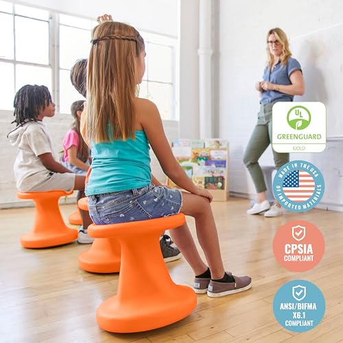 Image of ECR4Kids Twist Active Wobble Stool, 14in Seat Height, Classroom Furniture, Orange
