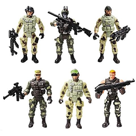 YIJIAOYUN Soldier Action Figure with Weapon, Kids Military Toys, Army Toys for Boys, Plastic Corps Army Toys for 3 4 5 6 7 8 Age Children (6 pcs) Cover