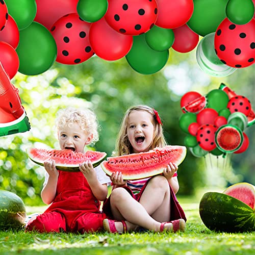116 Pieces Watermelon Party Decorations Balloon Arch Garland Kit, Red Green Polka Dot Party Latex Balloons Watermelon Foil Balloons For Summer Wedding Baby Shower Birthday Party Supplies #TOP12