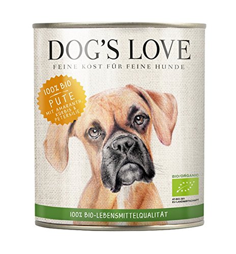 Dog's Love Hundefutter Nassfutter Bio Pute mit Amaranth, Kürbis & Petersilie (6 x 800g)