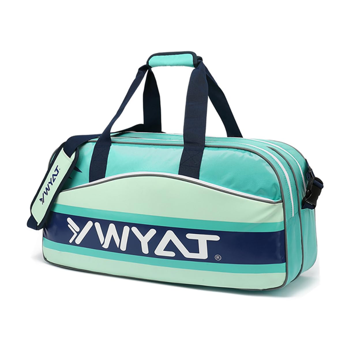 UNISTRENGH Badminton Racket Bag with Shoes Compartment, Portable Shoulder Racquet Tennis Bag for 6 Racquets, Men and Women (Cyan)