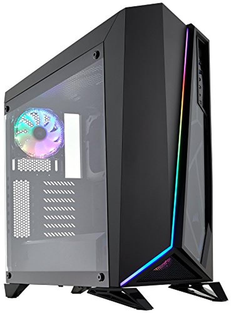 Carbide SPEC-Omega RGB Mid-Tower Gaming Case, 2 RGB Fans, Lighting Node PRO Included, Tempered Glass- Black