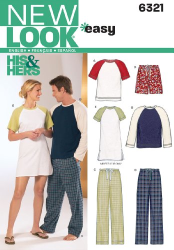 New Look Sewing Pattern 6321 Miss/Men Sleepwear, Size A (All Sizes)