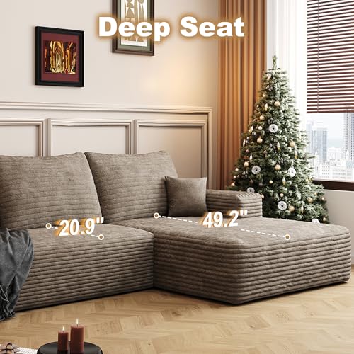 Image of 96 inch Sectional Couches for Living Room Cloud Couch Sofa with L-Shape Upholstered Boneless Couchs Modern Modular Sectional Couch with Chaise