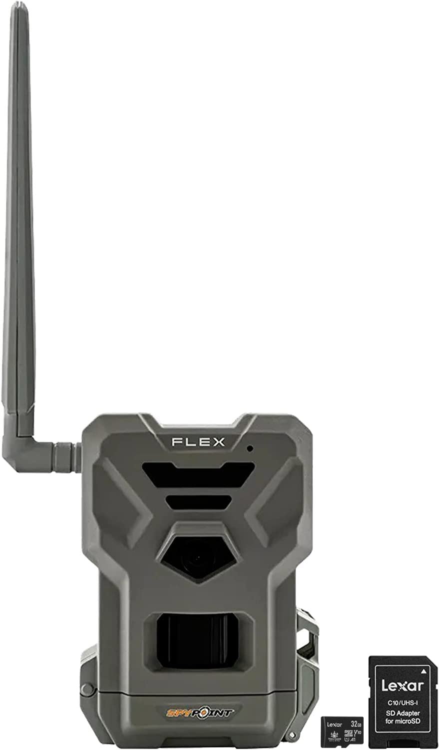 Amazon.com : SPYPOINT Flex Dual-Sim Cellular Trail Camera 33MP Photos 1080p  Videos with Sound and On-Demand Photo/Video Requests - GPS Enabled with  Lexar 32GB Micro SD Card (1 PK) : Electronics