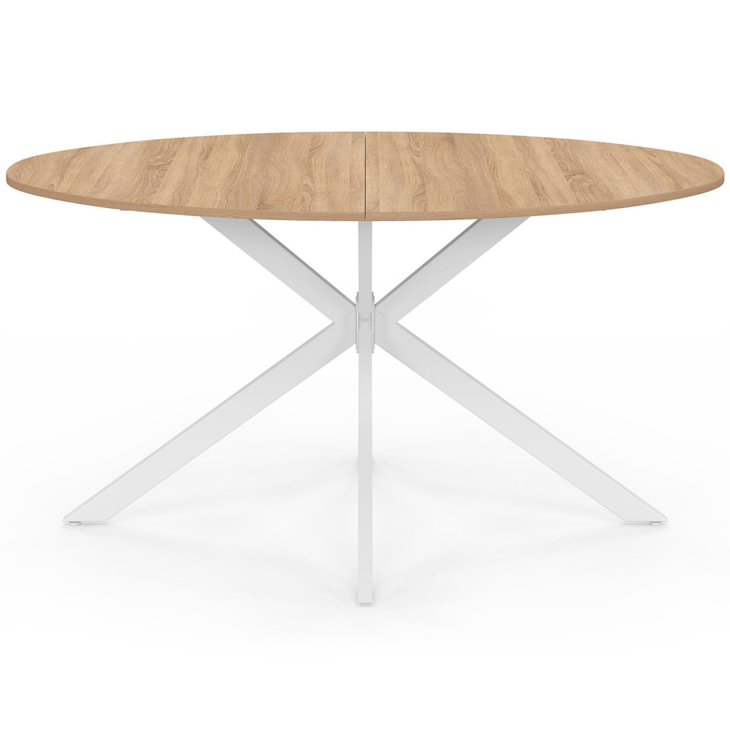 IDMarket Alix - Mesa de comedor ovalada para 8 personas, diseño de araña, madera y blanco, 150 cm