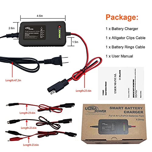 Ultrapower 4-Amp 14.6 Volt Lithium Lifepo4 Battery Charger,12.8 Volt Lipo Battery Charger,Automatically Activate Bms,4-Stage Smart Battery Charger For Cars,Motorcycles,Lawn Mowers,Uav,Boat #TOP7