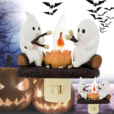 Ghost Campfire Light Indoor Figurine Lamps Halloween Ghost Campfire Flickering Night Light Halloween Decoration Halloween Gifts Campfire Night Light Plug into Wall