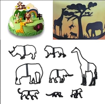 Safari Animal Theme Silhouette Cookie Fondant Cutter Set