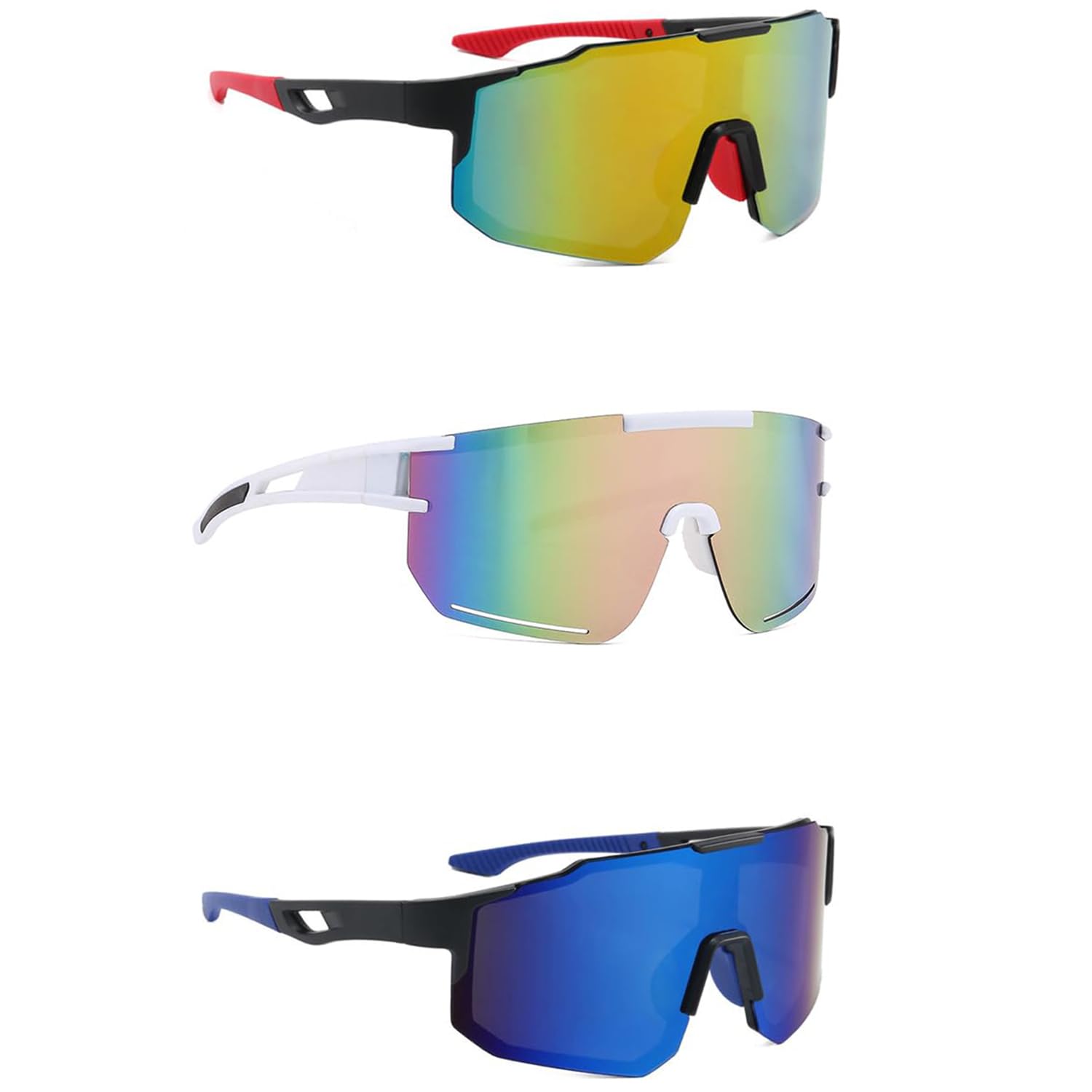 Srvauyea 3 Pcs Cycling Glasses,Running Glasses,Polarized Cycling Sunglass, UV400 Protection Sport Sunglasses,Protection Sports Glass,for Bicycle Motorbike Driving Fishing.