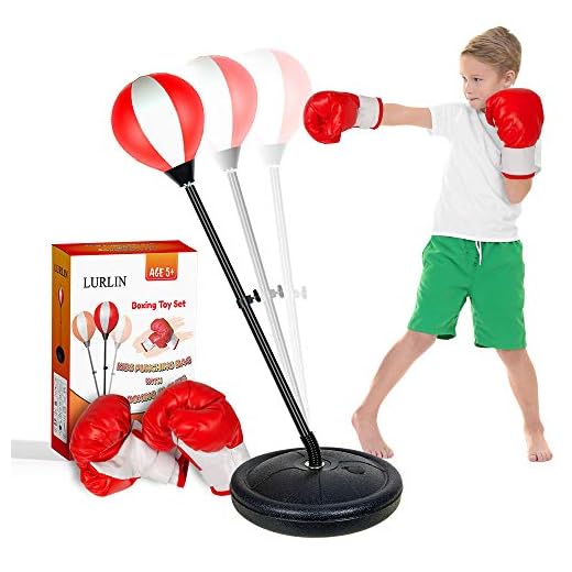 LURLIN Punching Bag for Kids Incl Boxing Gloves & Stand, Height Adjustable Kids Boxing Bag Set, Top Toy/Gift for Age 4,5,6,7,8,9,10 Boys