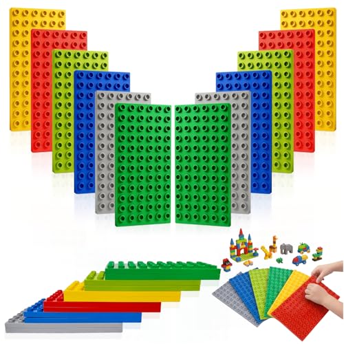 XEIYEI Bauplatte Platten Bauplatte für Bausteine 12 Platten-Set Bauplatte Kompatibel mit Meisten Marken 19 x 9 5 cm Große Grundplatte Kompatibel mit großen Bausteinen Aller führenden Marken