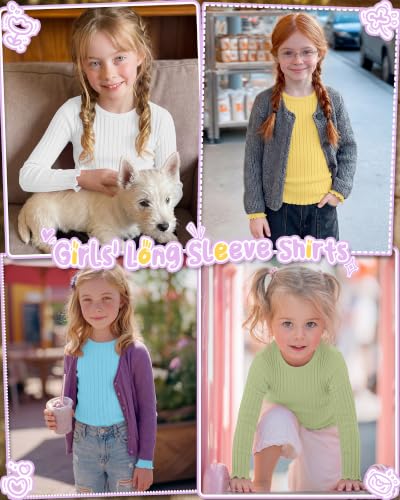 Image of 4 Pack Toddler Girls' Long Sleeve Shirts Cotton Tops