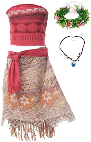 MUABABY Girls Adventure Outfit Cosplay Costume Skirt Set with Accessories (6 Years, Dress with headband)