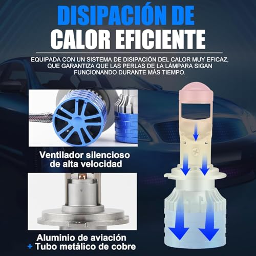 Image of H4 /9003 /HB2 LED Headlight Bulbs Universal H4 100W Led Headlight Lens Projector Bulb H4 /9003 /HB2 LED Headlight Bulbs with Mini Projector Lens Hi /Lo Beam With Cooling Fan For Cars (HJ G 100 WATT)