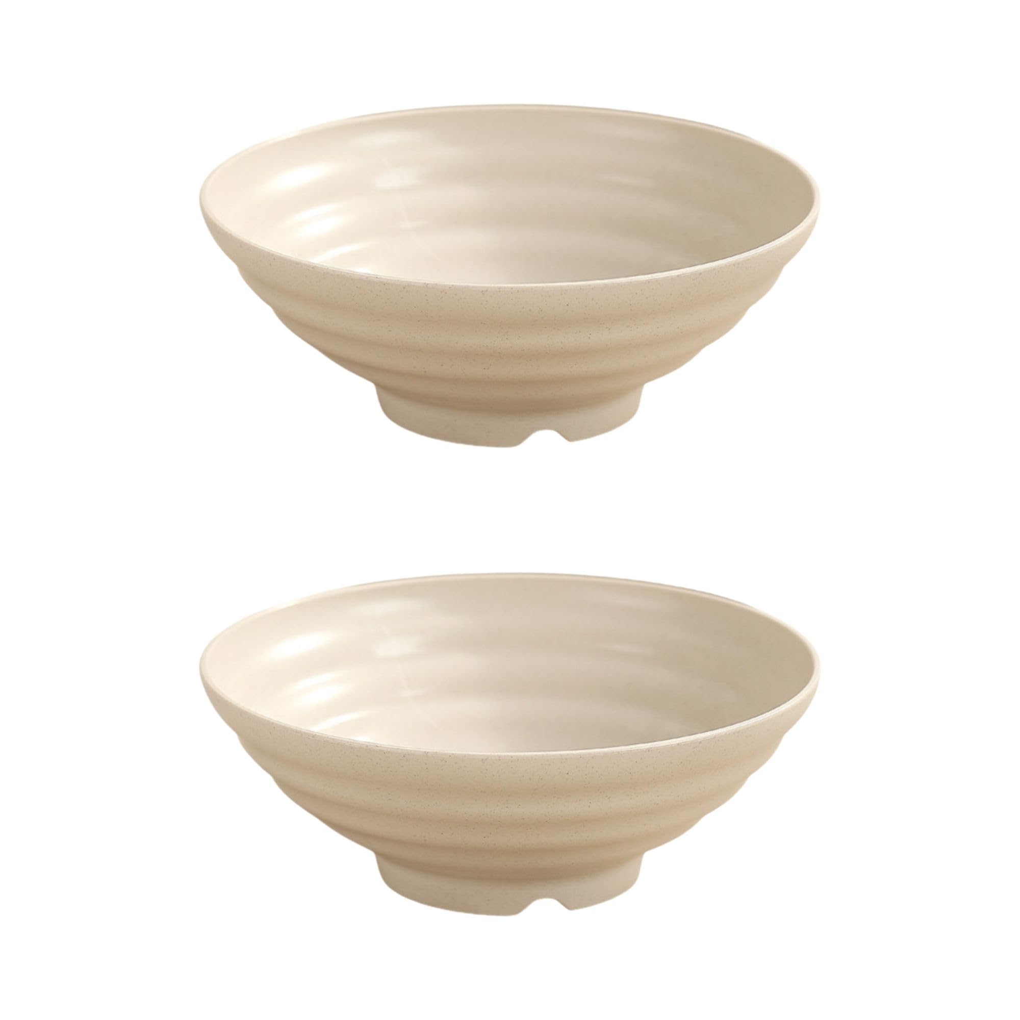 Colorful Wheat Straw Ramen Bowl Set – 7.5” Large Japanese-Style Bowls Set for Soup, Noodle, Salad, Pasta, Rice, Microwave & Dishwasher Safe, Beige, Pack of 2