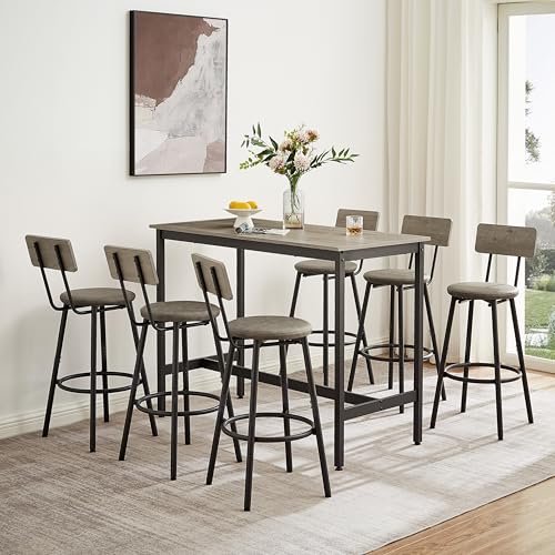Pub High Dining Table 7 Pcs Set, Industrial Style Pub