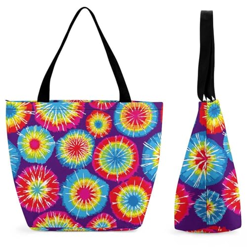 Sac à bandoulière tie-dye pour femme - Sac de shopping et de voyage spacieux