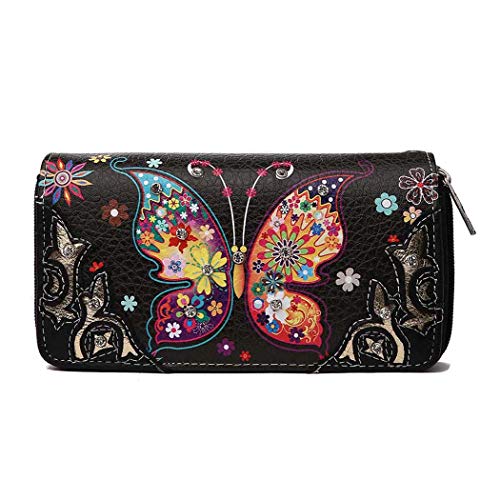 Butterfly Flower Western Style Concealed Carry Spring Purse Country Handbag Women Shoulder Bag Wallet Set3